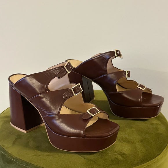 Urban Outfitters Shoes - Platform Slide Heels in Dark Brown